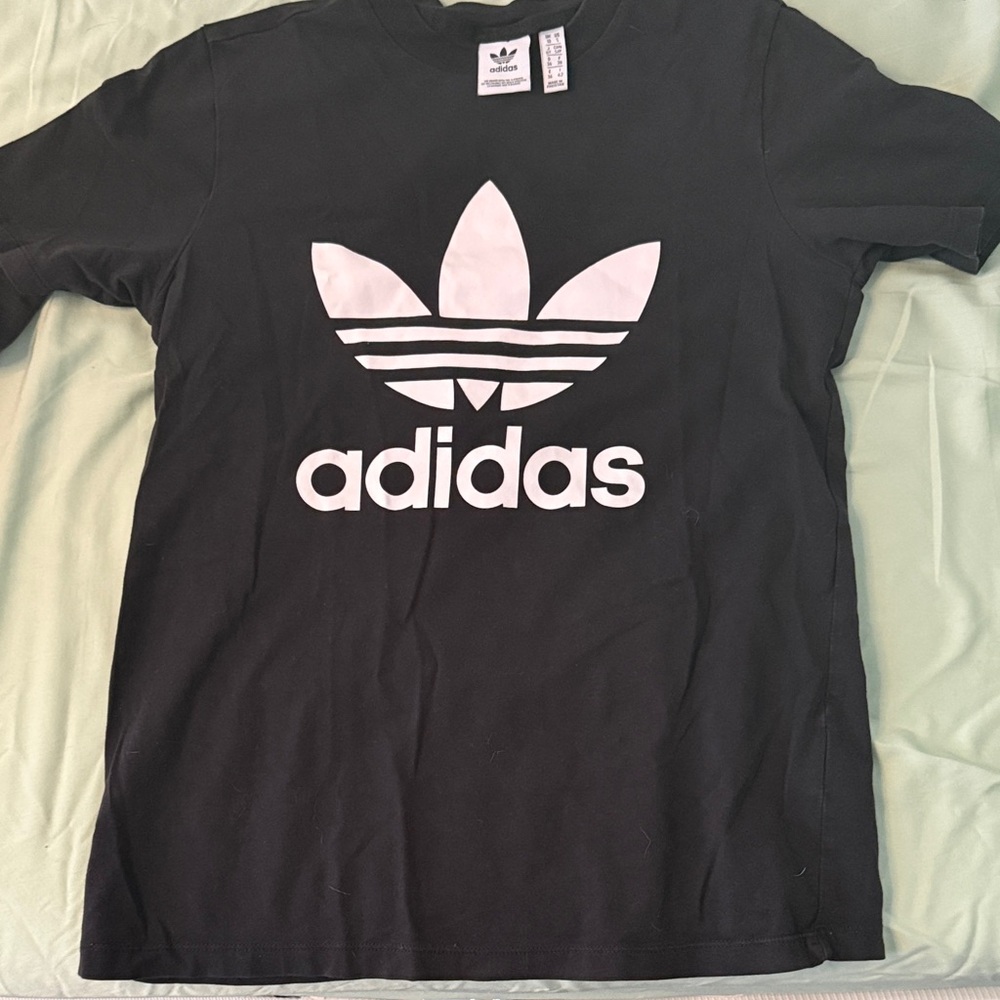 Adidas Black Tee with White Trefoil Logo